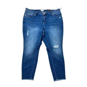 *New Ava & Viv Skinny Stretch Jeans Womens Plus 24W Med Wash Distressed Denim